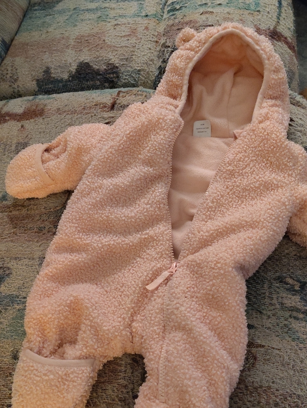 wonder nation Pink Sherpa Hooded Baby Snow Suit 3m